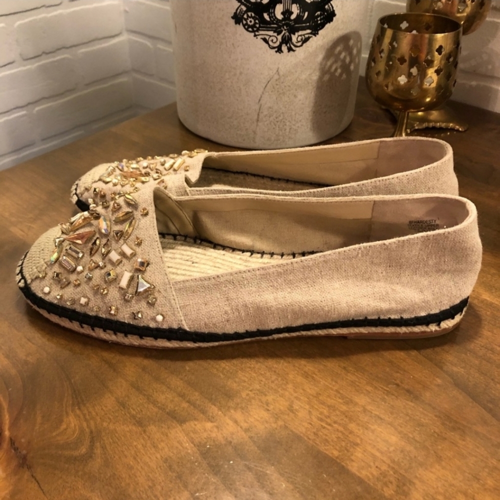 Womens Flats~B Brian Atwood Natural Jeweled Espadrills~Size 11 - Picture 5 of 10